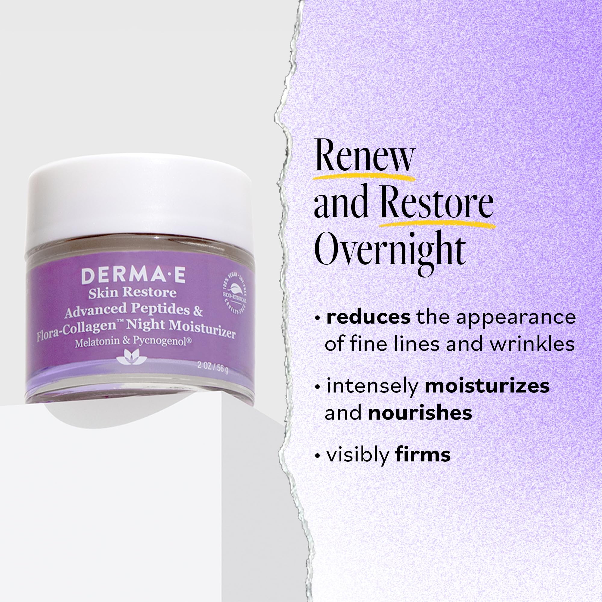 Derma E Pycnogenol hydration feature closeup emphasizes enhanced moisture retention