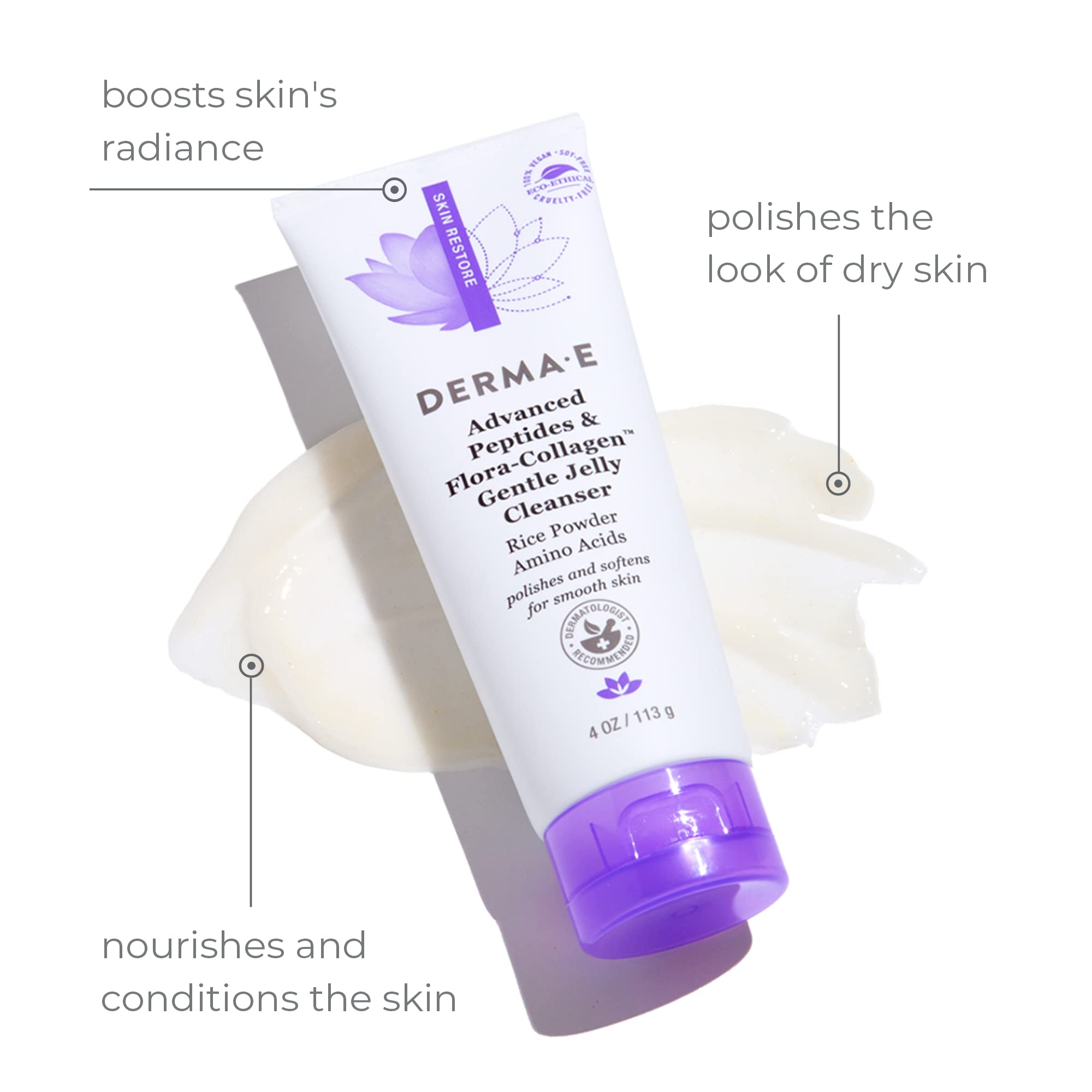 Derma E Rice Peptides image indicates hydration and elasticity support.