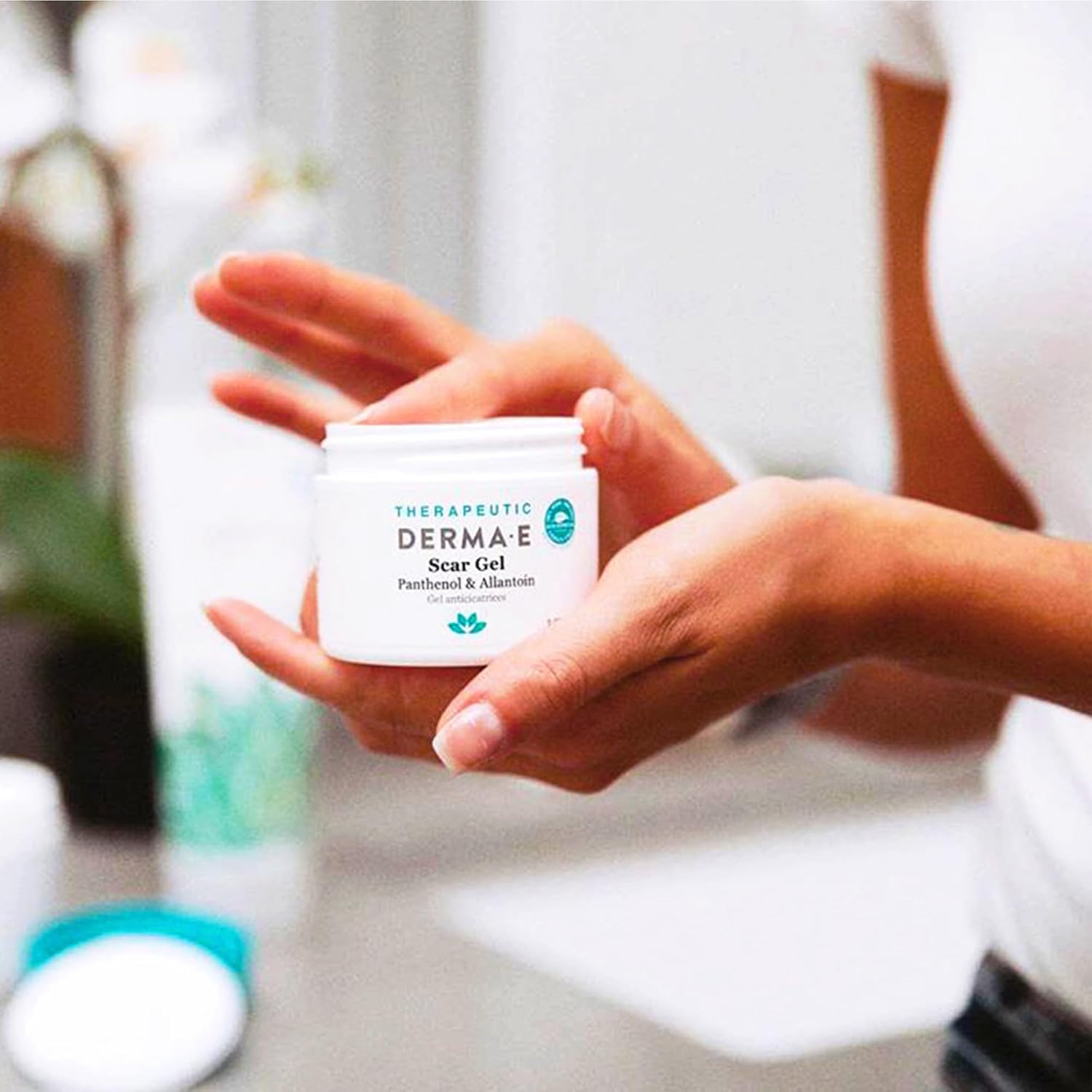 Derma E Scar Gel being massaged for hydration on skin