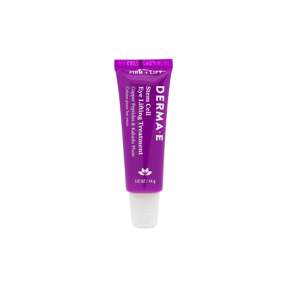 Derma E Stem Cell Lifting Eye Treatment bottle reveals hydrating, firming care for delicate eye skin.