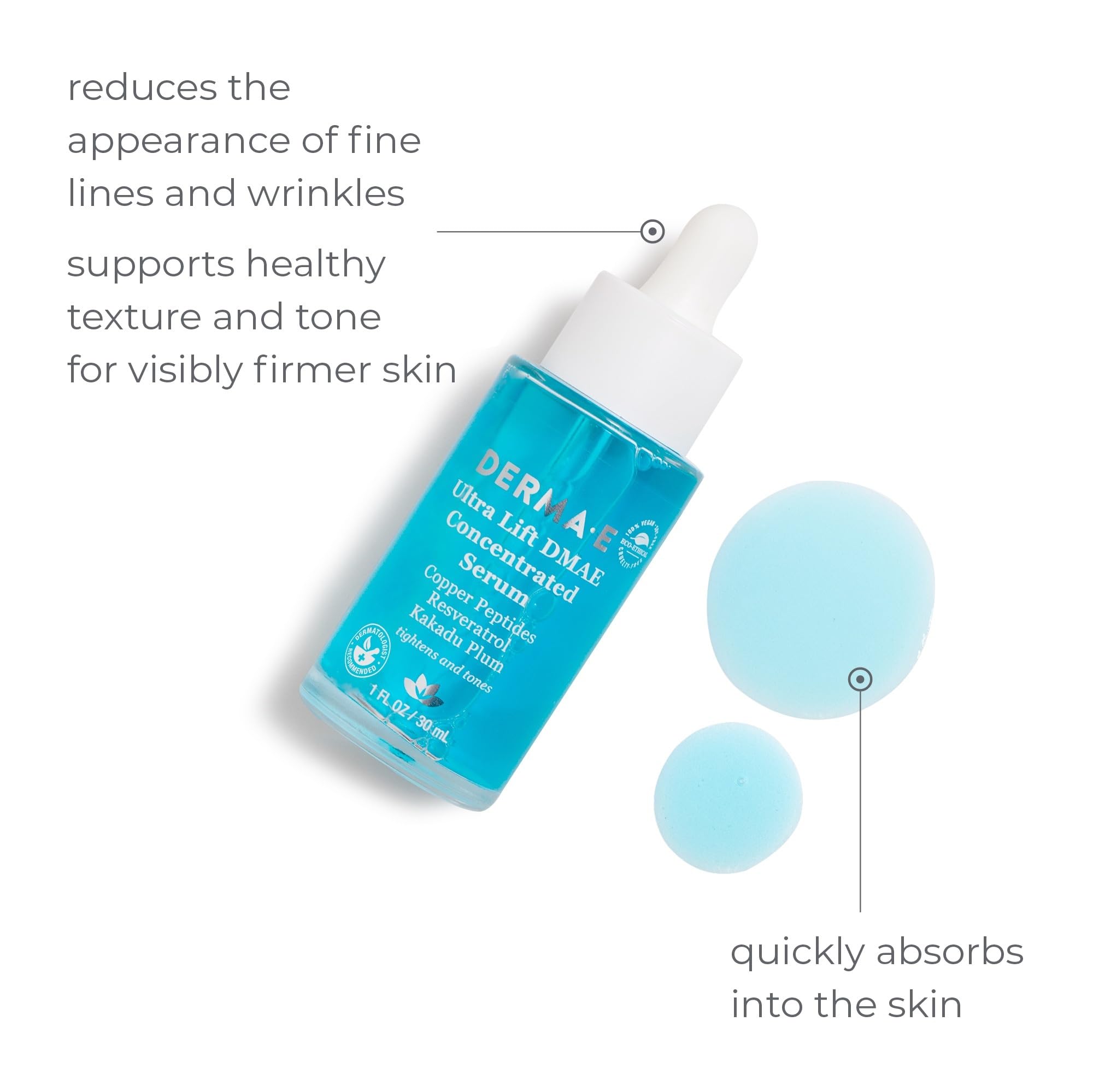 Derma E Ultra Lift Serum being applied to face and neck.
