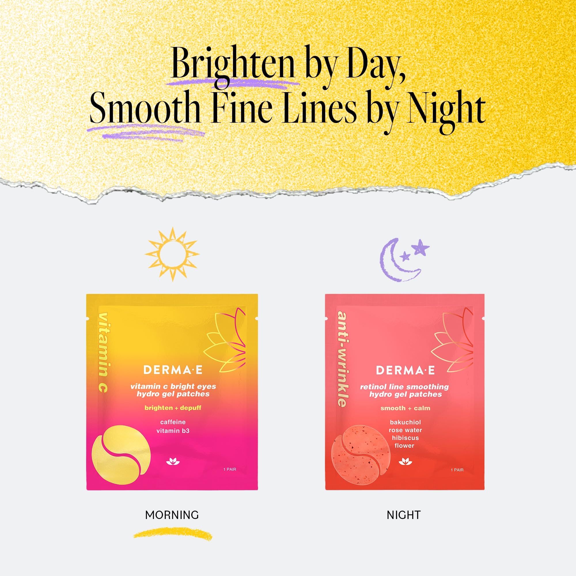 Derma E Vitamin C Bright Eyes 10-minute use timer implies quick refreshed appearance.