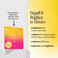 Derma E Vitamin C Bright Eyes ingredients card highlights allantoin caffeine and vitamin B3 benefits.