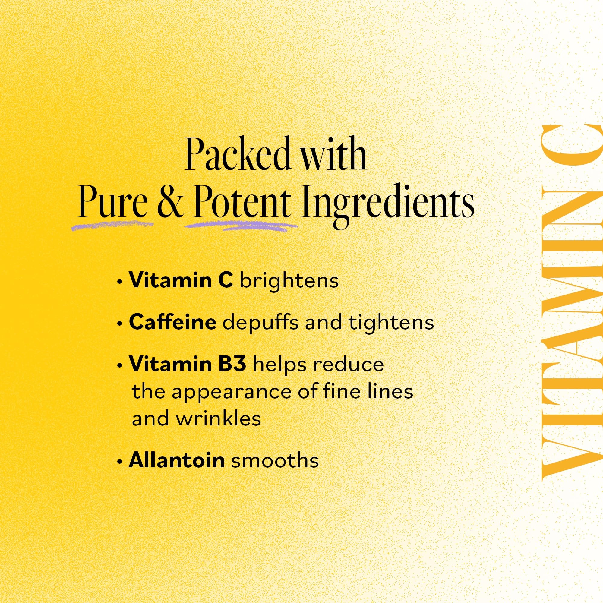 Derma E Vitamin C Bright Eyes under-eye patch on skin demonstrates hydration and depuffing potential.
