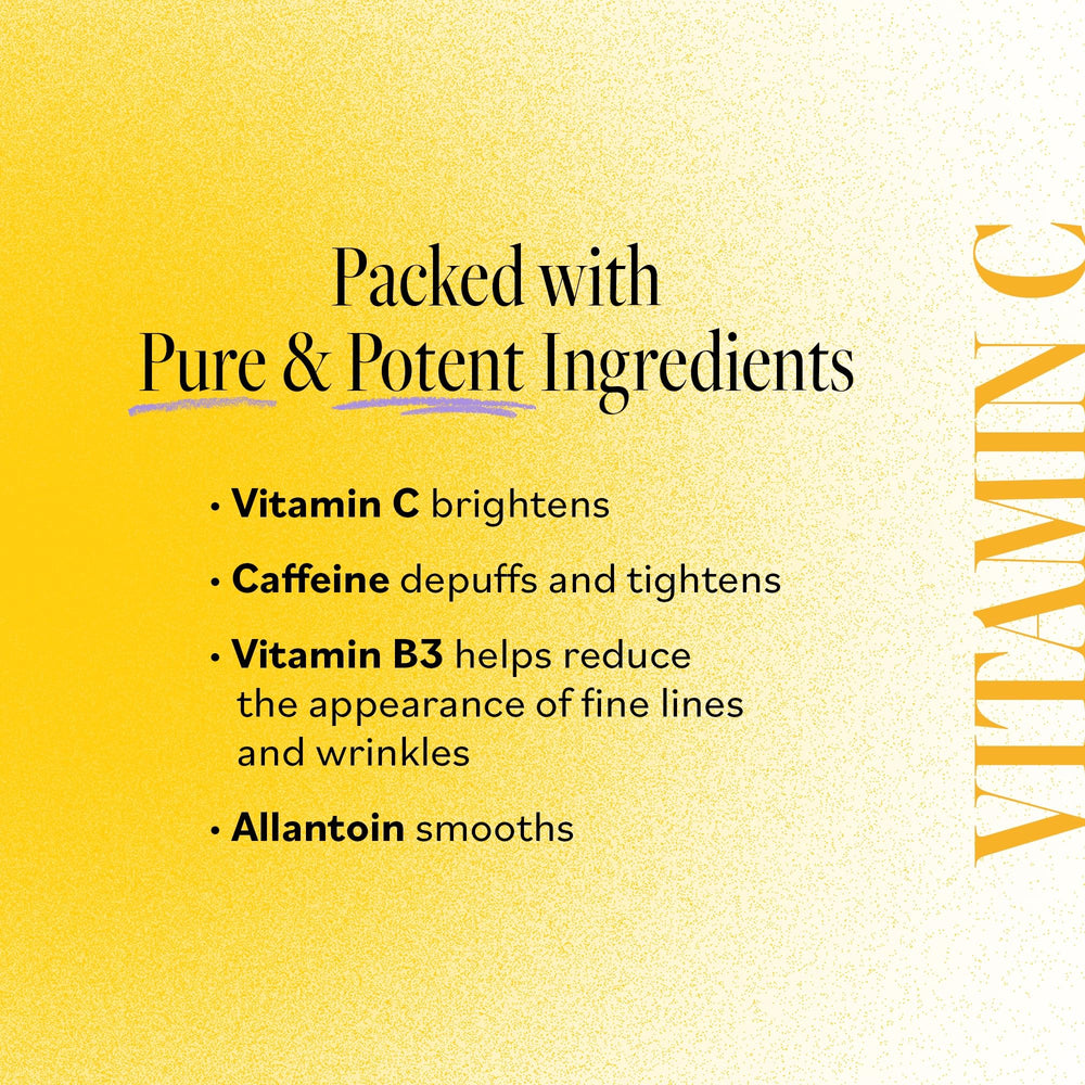 Derma E Vitamin C Bright Eyes under-eye patch on skin demonstrates hydration and depuffing potential.