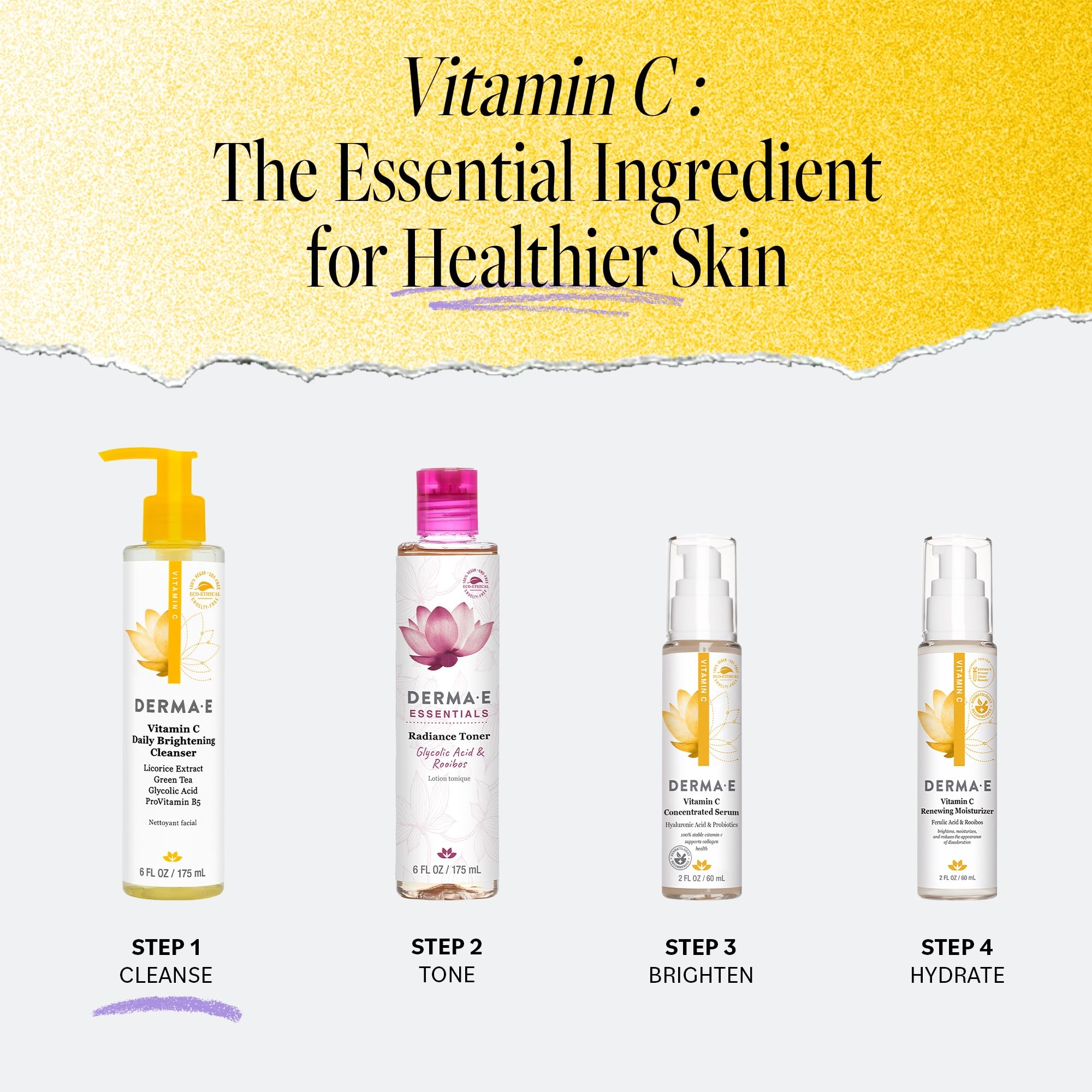 Derma E Vitamin C Daily Brightening Cleanser daily-use demonstration emphasizes easy morning cleanse.