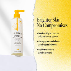Derma E Vitamin C Daily Brightening Cleanser pump highlights gentle, sulfate-free cleansing for refreshed skin.
