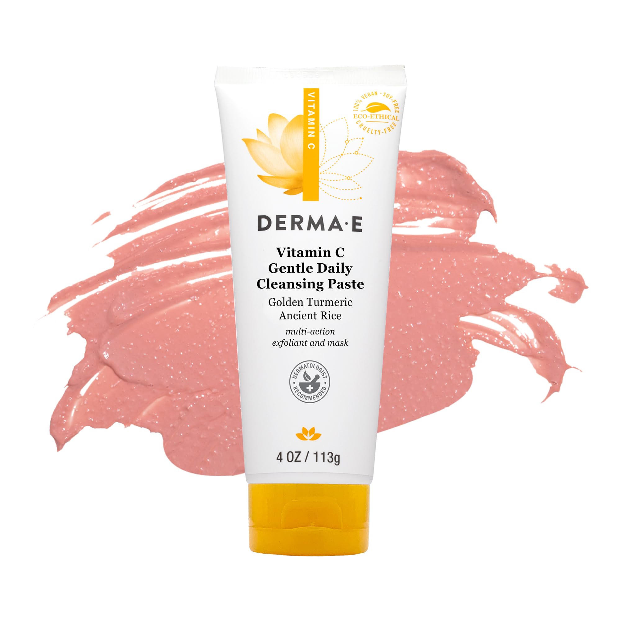 Derma E brightening paste applied on damp skin in routine.