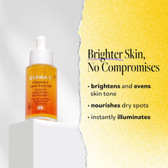 Derma E Glow Face Oil dropper applying a few drops for brightening and hydration