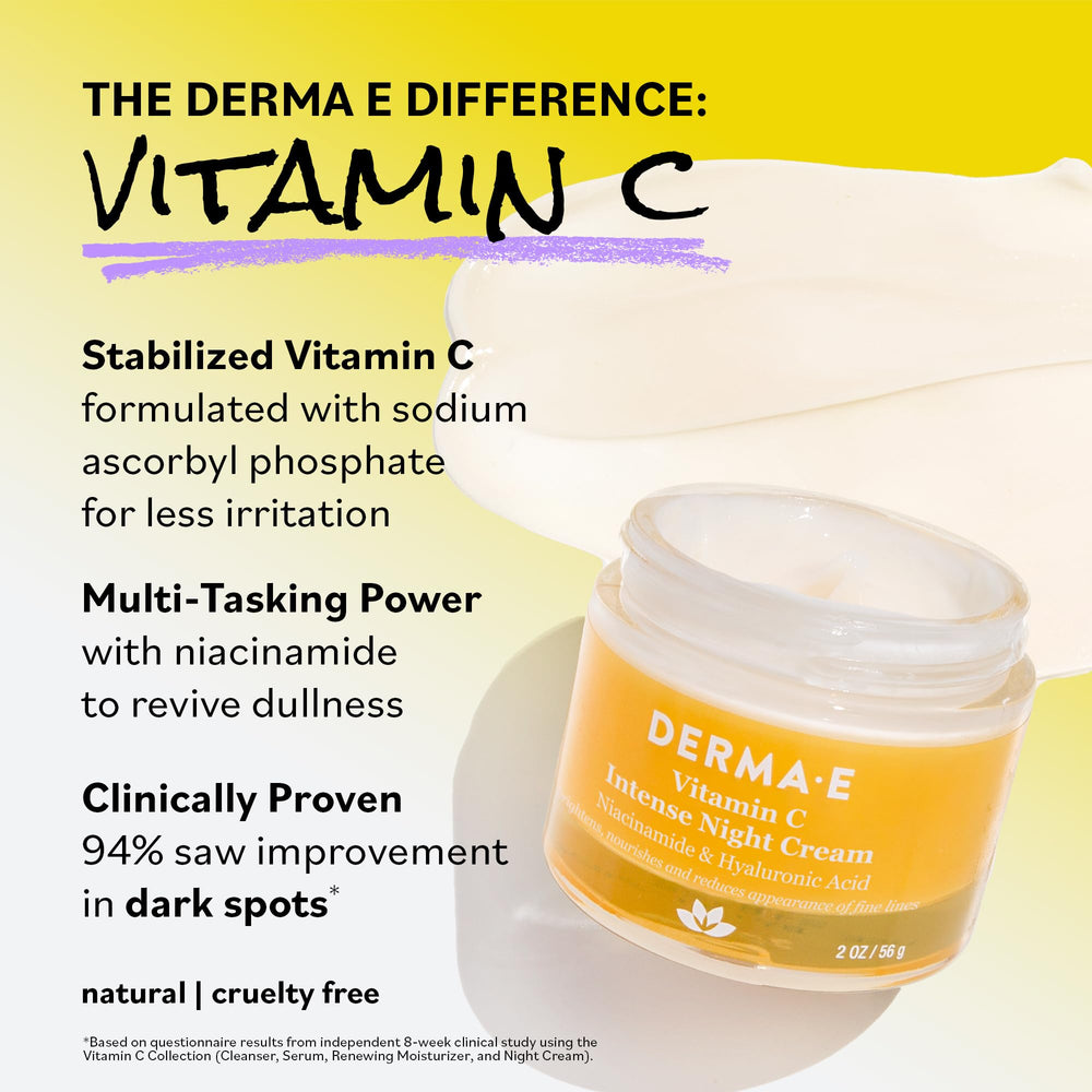 Derma E Vitamin C Night Cream being applied to clean face