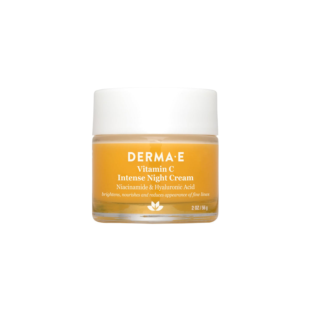 Derma E Vitamin C Night Cream jar close-up highlighting brightening hydration