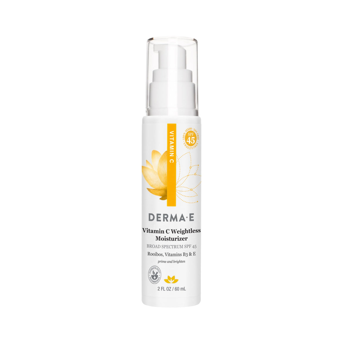 Derma E Vitamin C Weightless Moisturizer SPF45 bottle showing lightweight hydration and sun protection