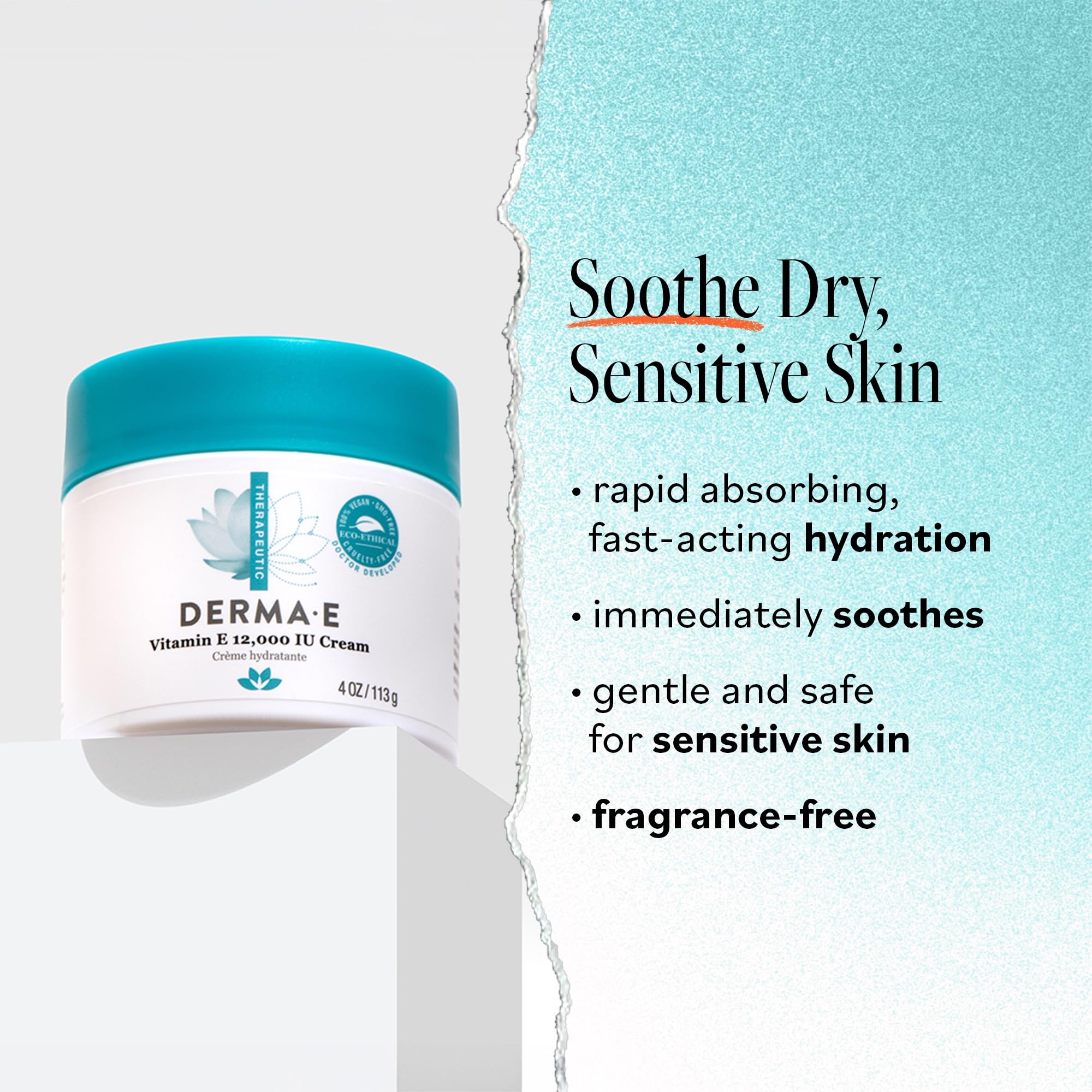 Derma E Vitamin E cream being applied on a hand.