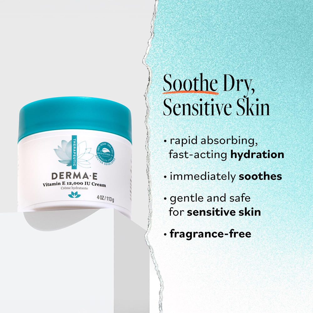 Derma E Vitamin E cream being applied on a hand.