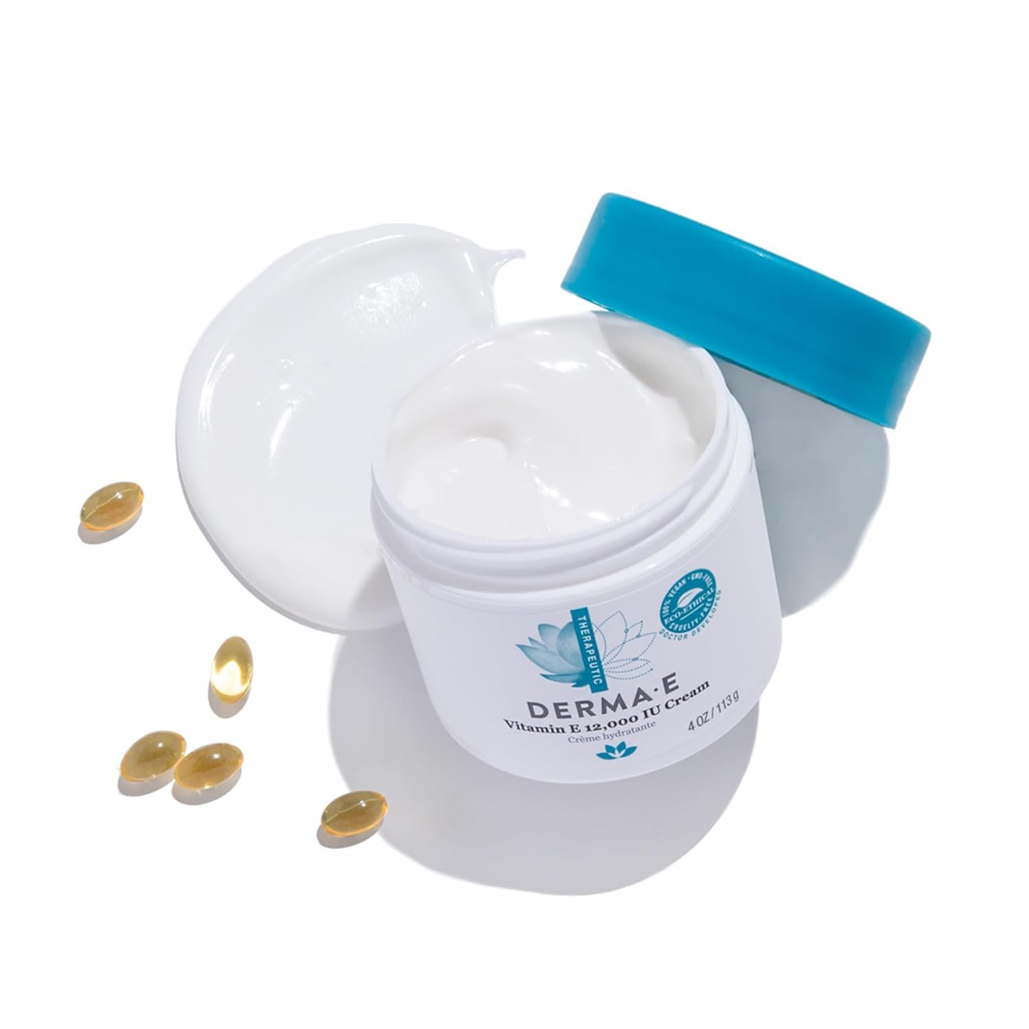 Derma E Vitamin E cream key ingredients focused for nutrition.