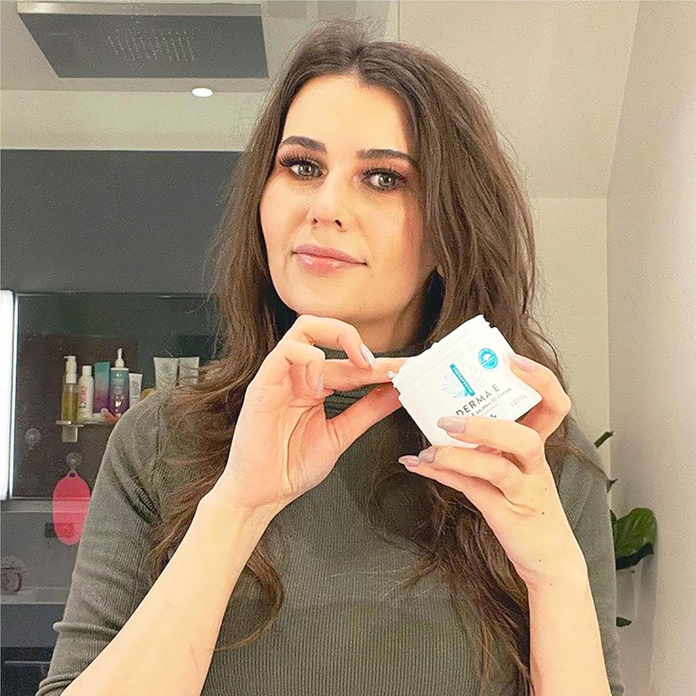 Derma E Vitamin E cream packaging showcasing eco-friendly design.