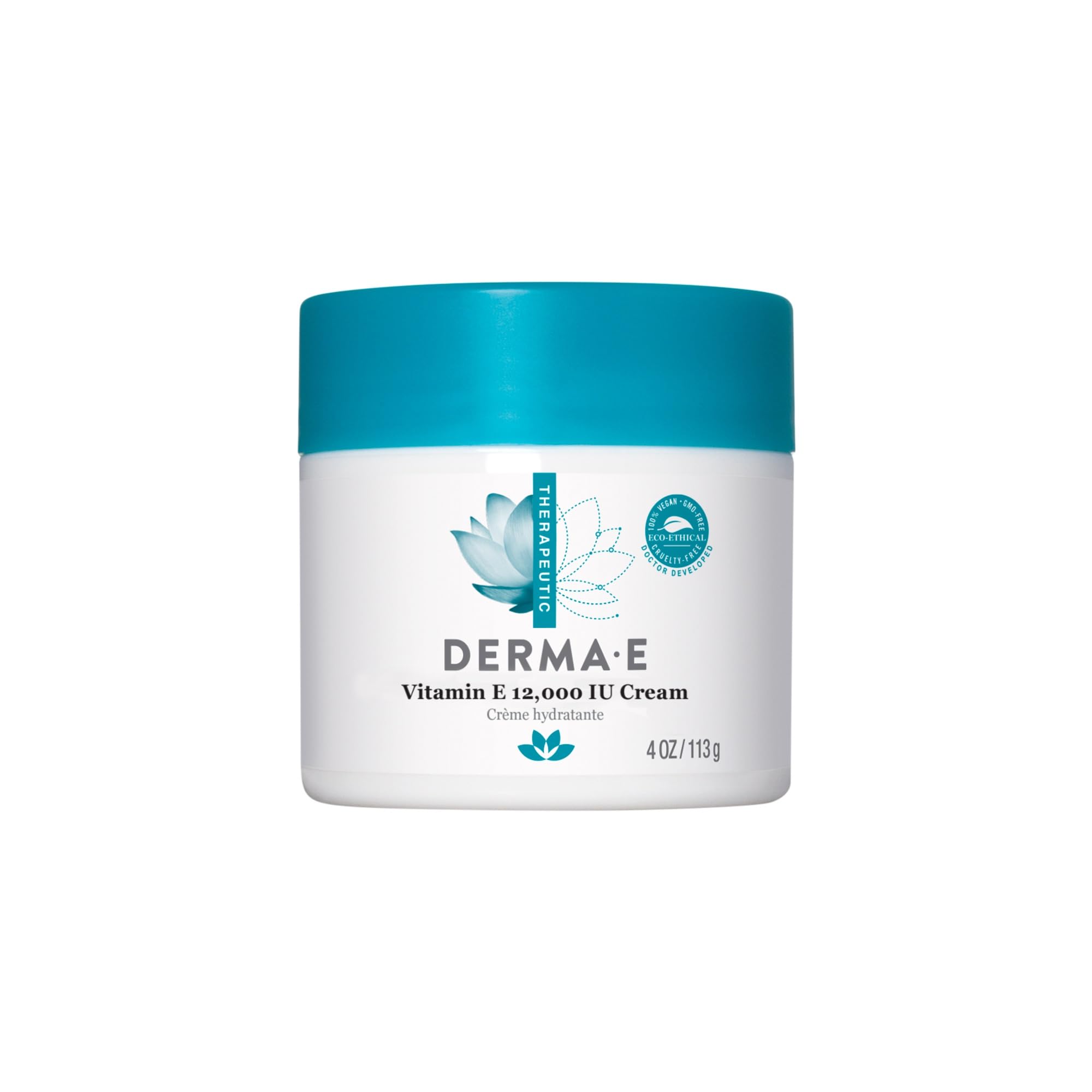 Derma E Vitamin E cream texture showing smooth consistency.