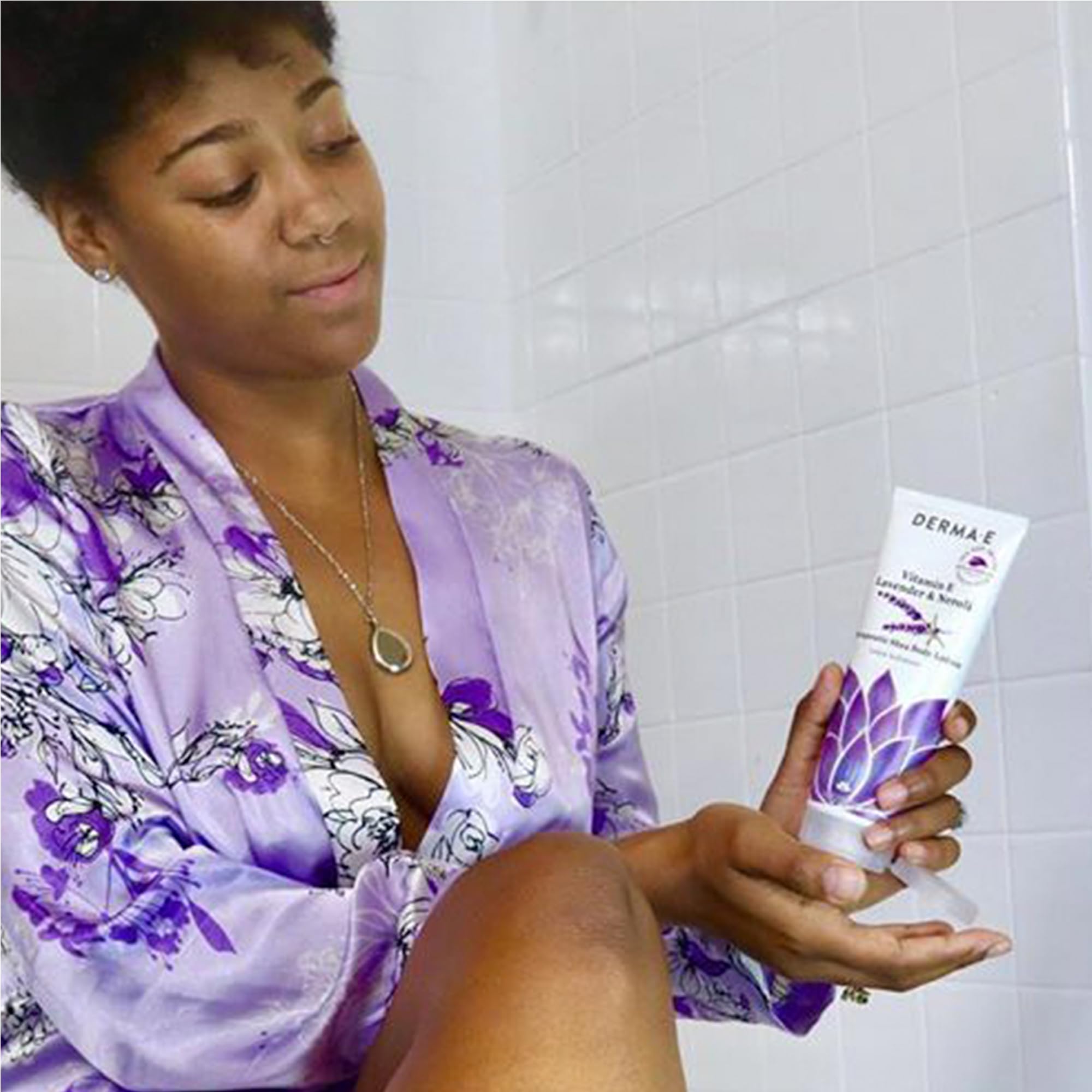 Derma E Vitamin E Lavender Neroli cruelty-free logo signals vegan skincare promise
