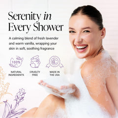 Derma-Nu Tea Tree Body Wash lather closeup emphasizes rich foam for thorough cleansing.