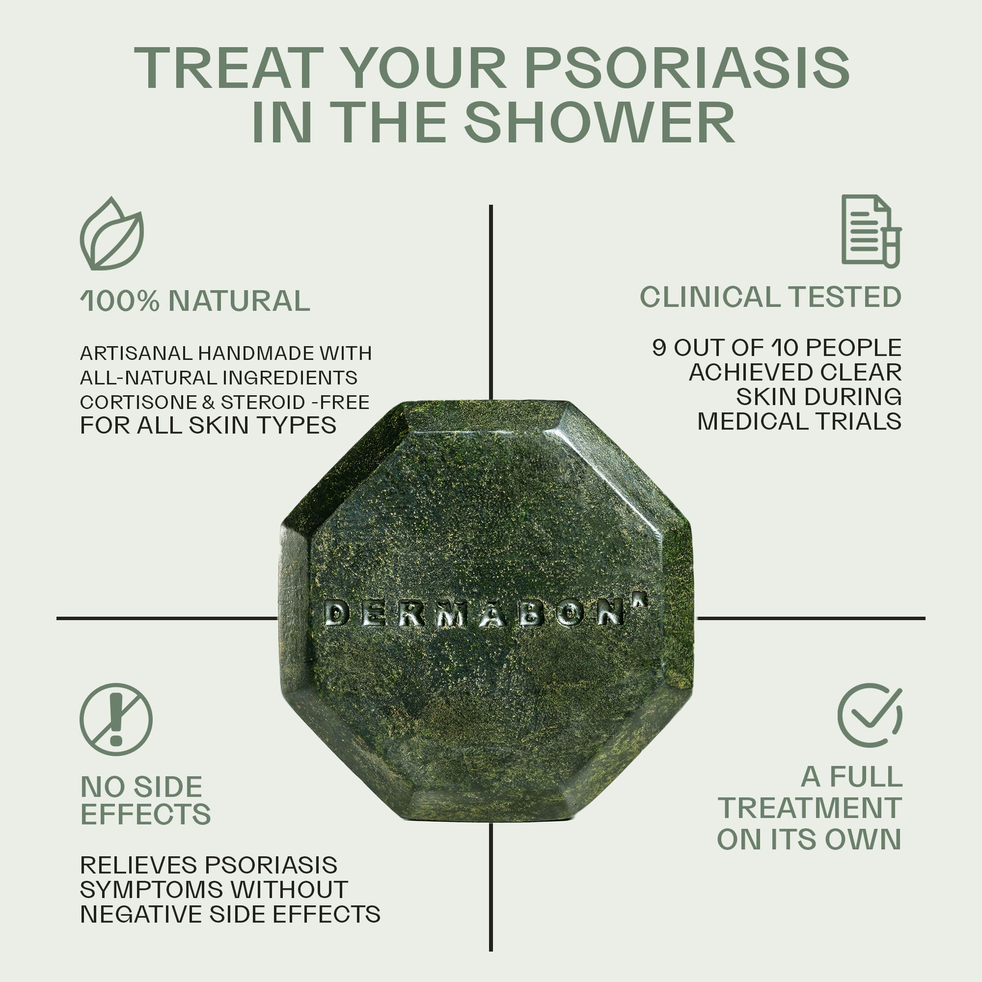 Dermabon coal tar soap bar textured surface conveys gentle daily care