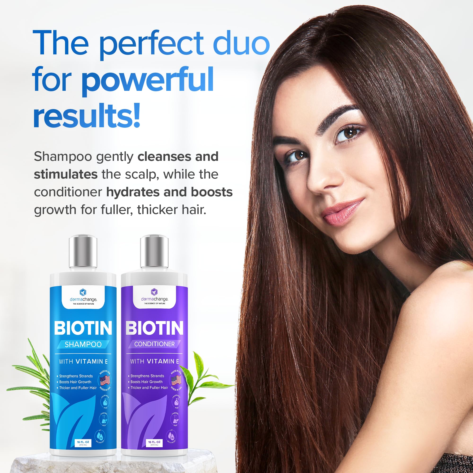 DermaChange hair thick appearance closeup showing healthier-looking strands.