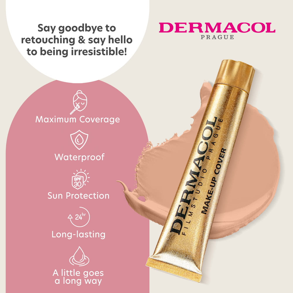 Dermacol foundation swirls during application for smooth, even complexion preparation.