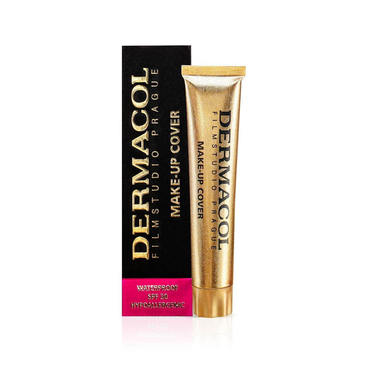 Dermacol full-coverage foundation bottle shows ultra-smooth skin finish for all-day confidence.