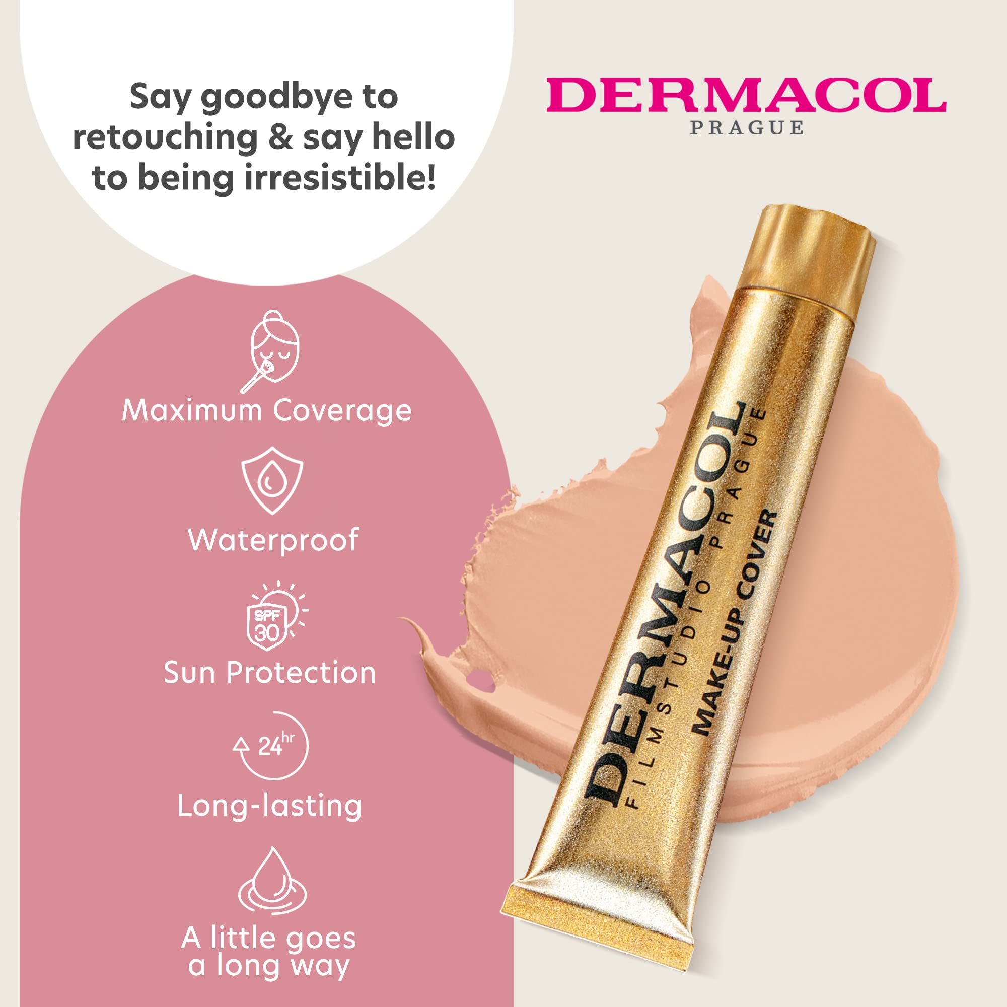 Dermacol shade 207 cream pump close-up highlighting smooth texture and even tone