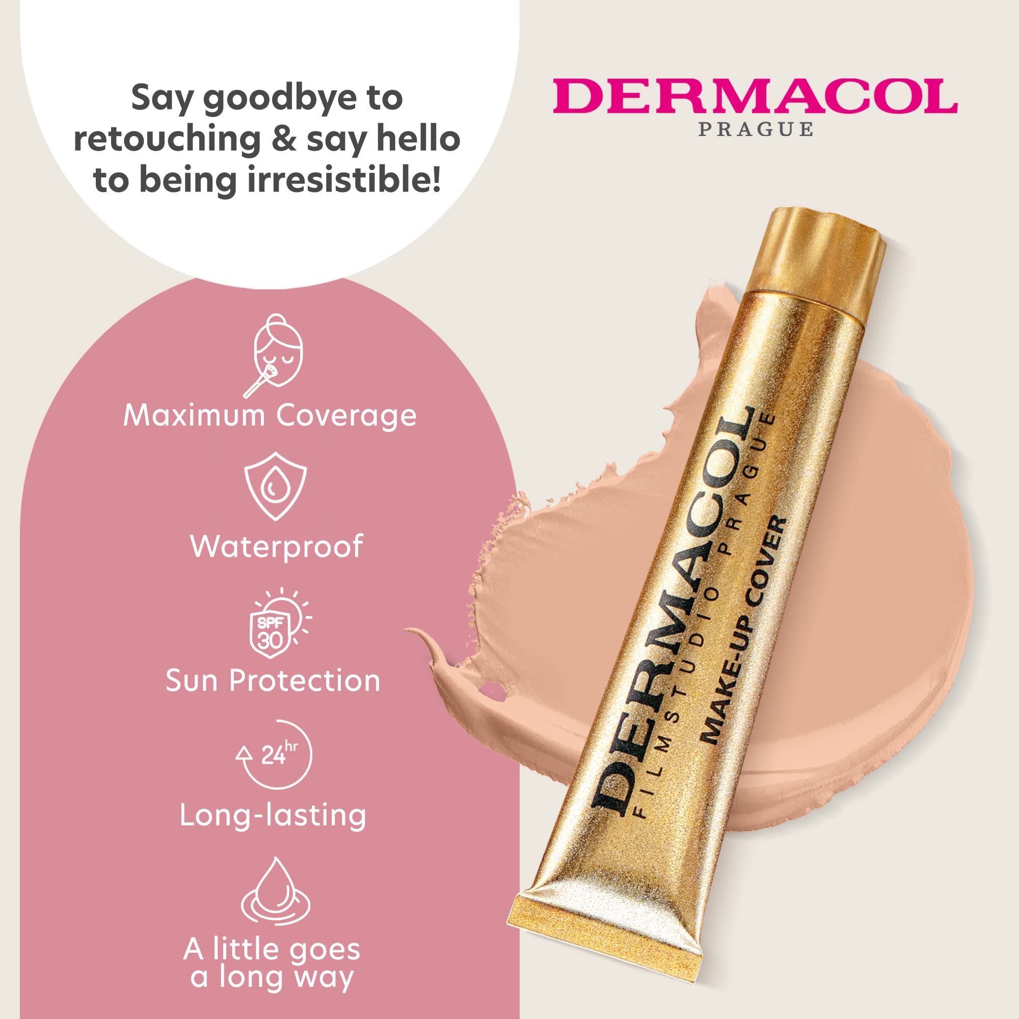 Dermacol under-eye coverage close-up highlighting brightened, smooth under-eye area.