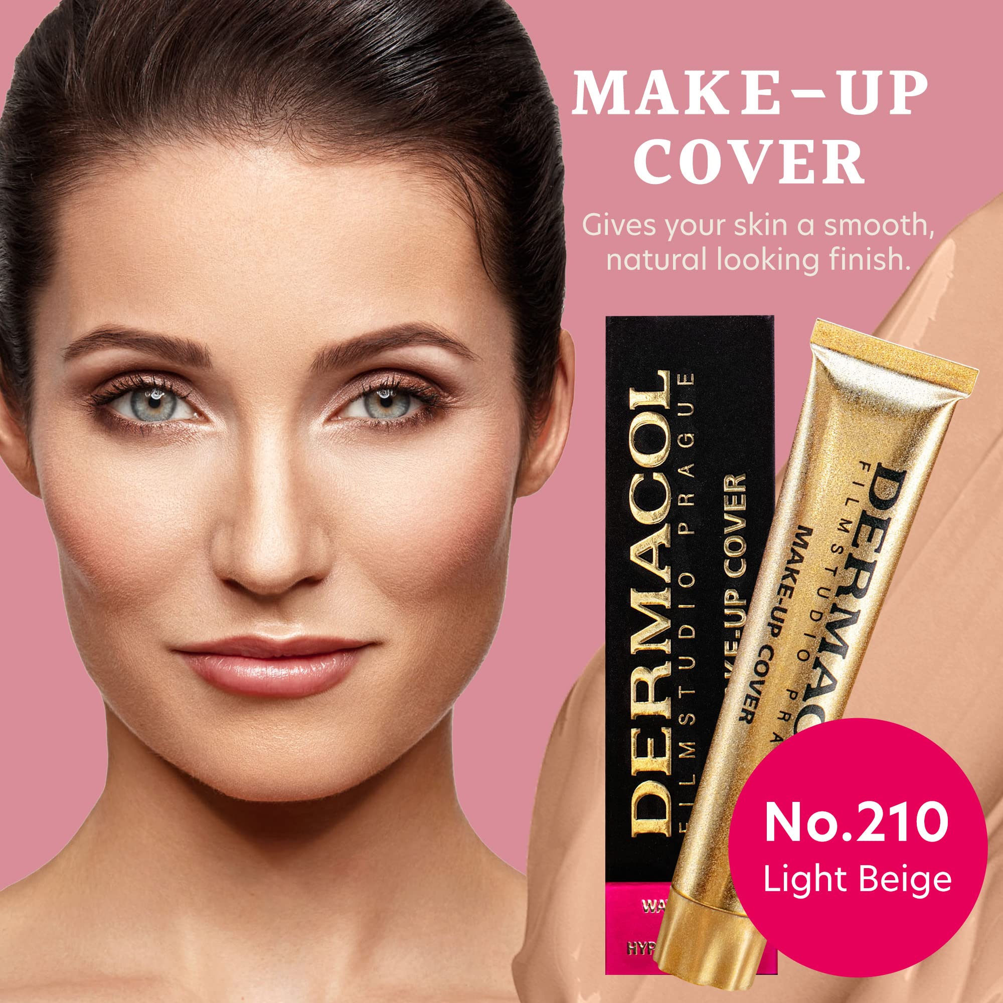 Dermacol waterproof foundation pump demonstrates durable, sweat-resistant coverage throughout the day.