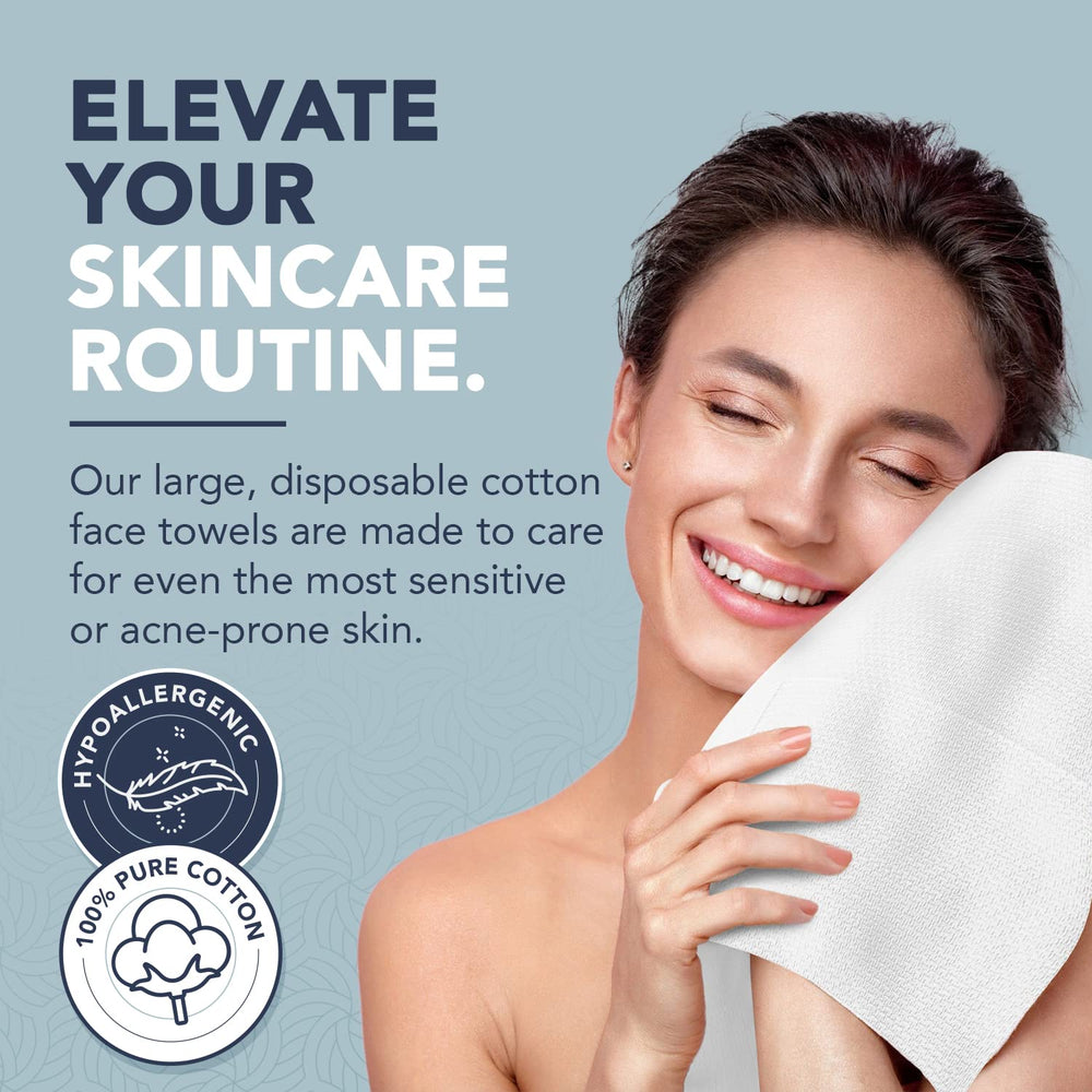 Dermacotton X-Large makeup-removal usage shows gentle swipe without pulling skin.