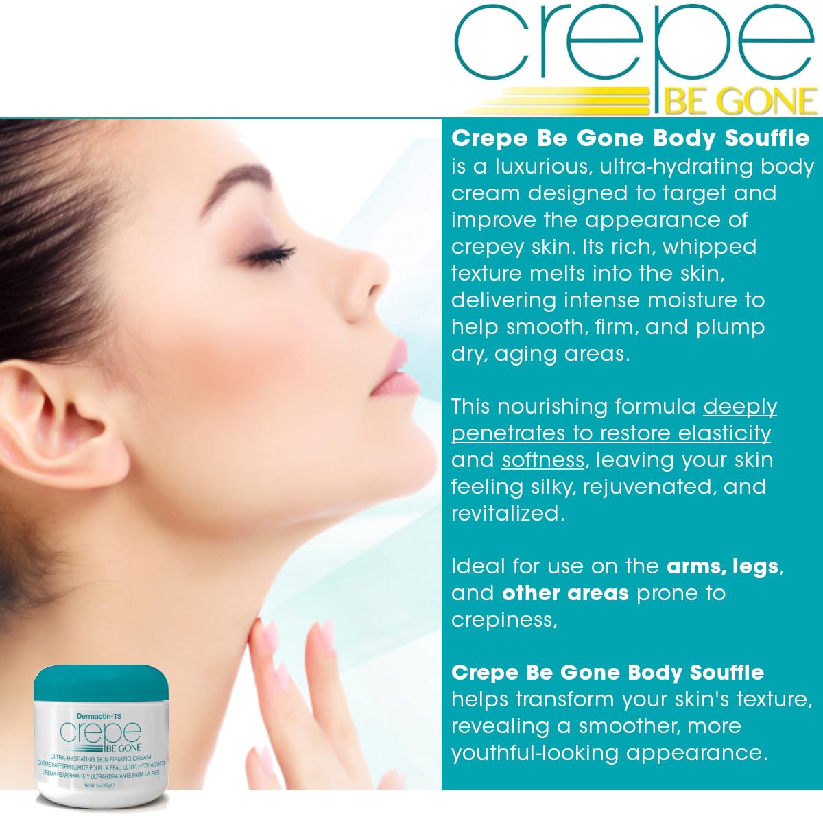 Dermactin Crepe Be Gone cream-swatch demonstrates silky absorption and nourishing feel.