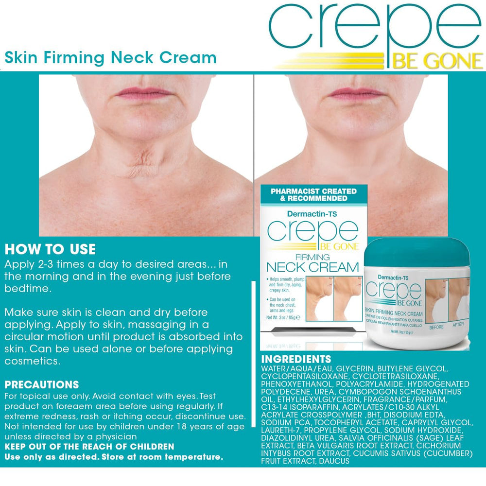 Dermactin Crepe Be Gone with non-greasy satin finish after absorption.