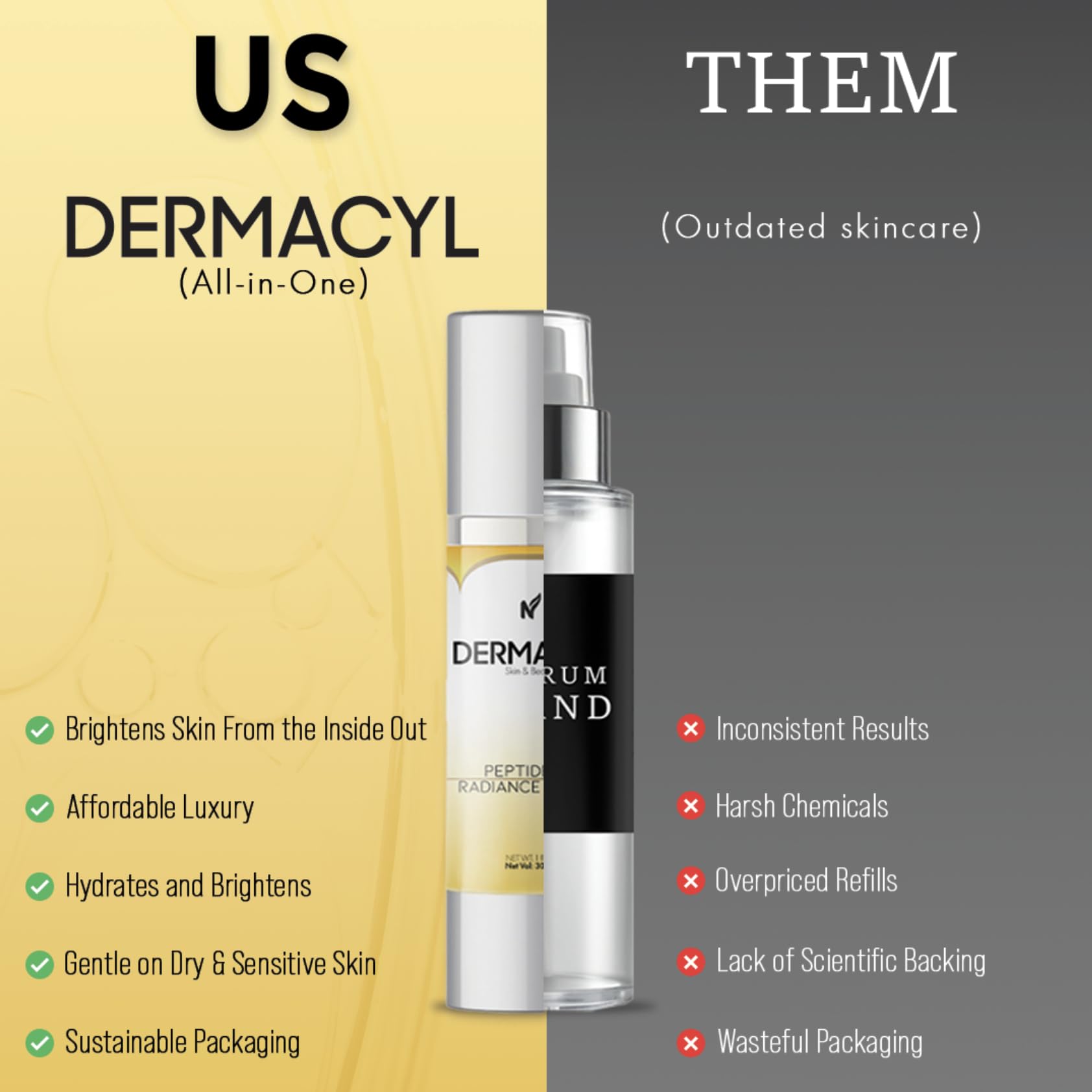 Dermacyl peptide-serum hyaluronic-acid close-up emphasizes deep hydration
