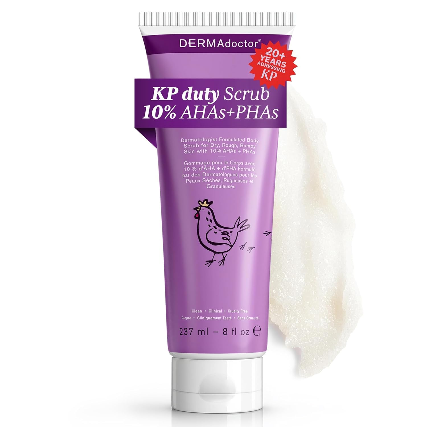 DERMAdoctor KP Bump Eraser Scrub bottle, 8 oz, for KP exfoliation.