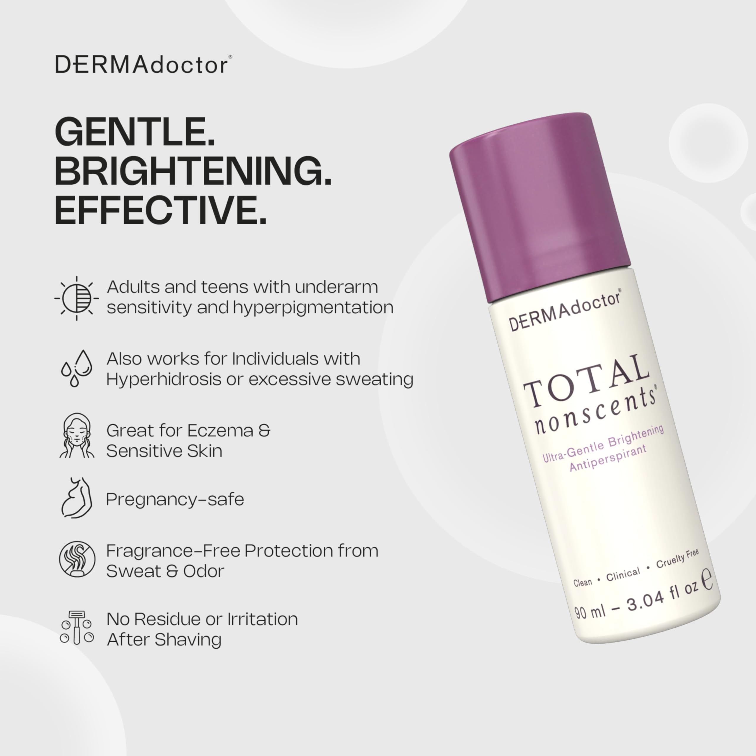 DERMAdoctor Total NonScents Gel-roller applicator in use during daily routine.