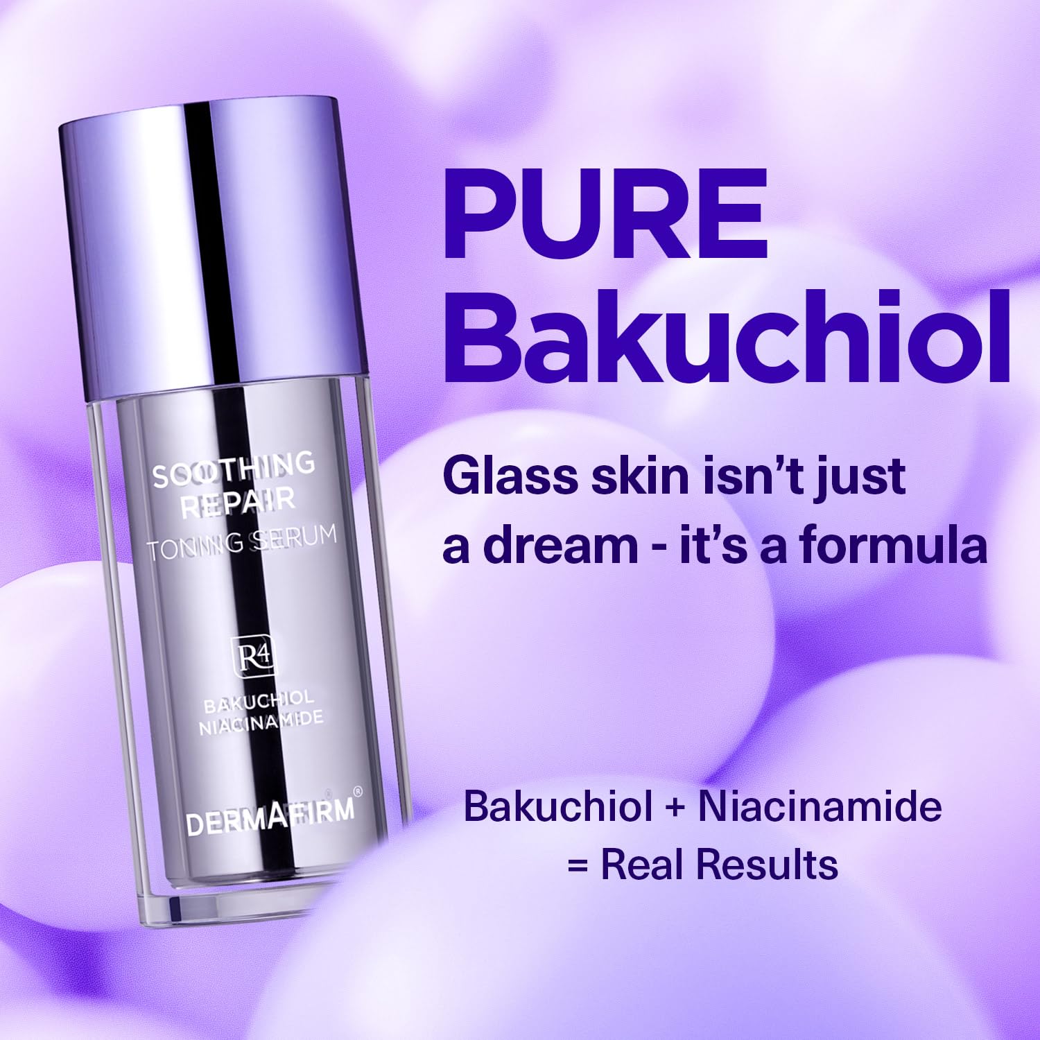 Dermafirm glass skin application demonstrates radiant, even tone on clean skin