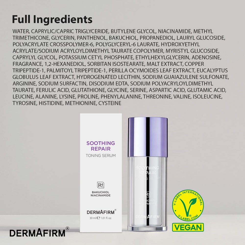 Dermafirm serum texture close-up highlights lightweight, fast-absorbing formula