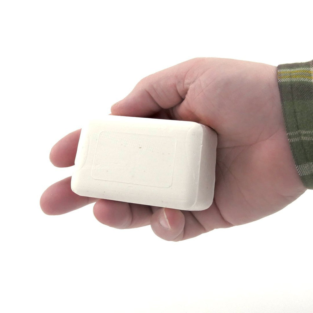 DermaHarmony 2% Zinc bar soap back panel shows natural ingredients and oats