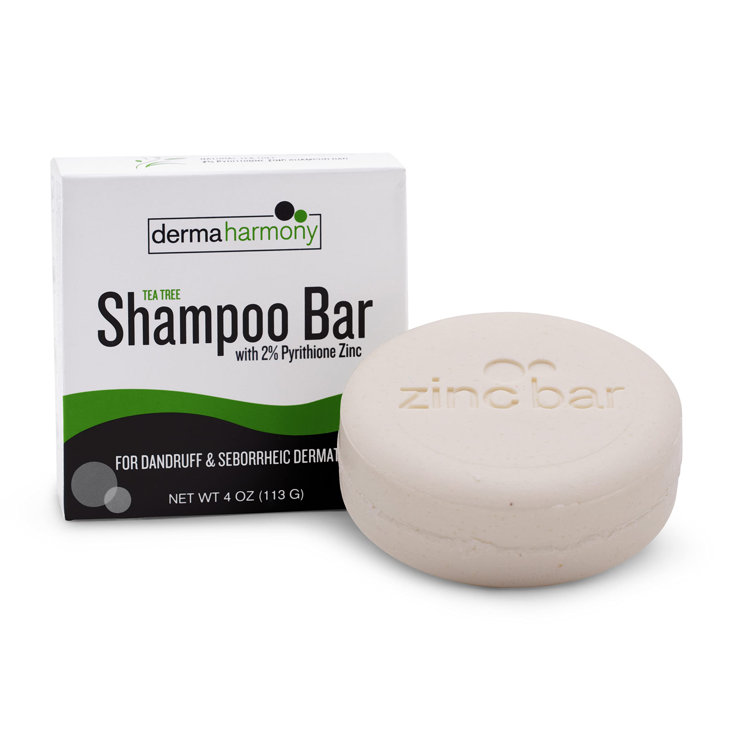 DermaHarmony shampoo bar tea tree scent delivers gentle cleansing for dandruff-prone scalps.
