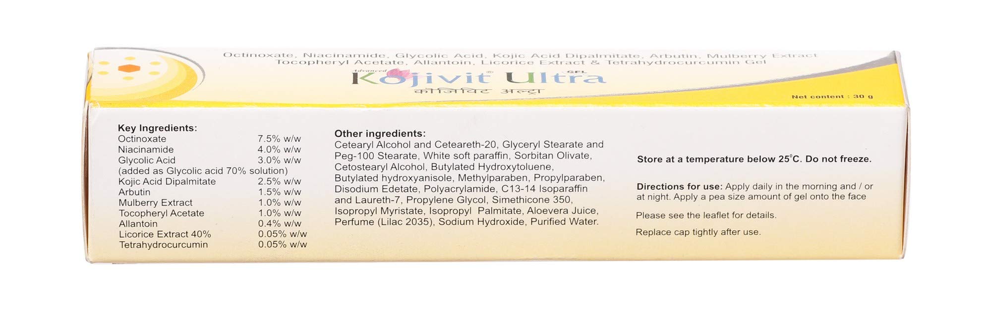 Dermaindia Kojivit Ultra Gel texture close-up showing lightweight, non-greasy feel.