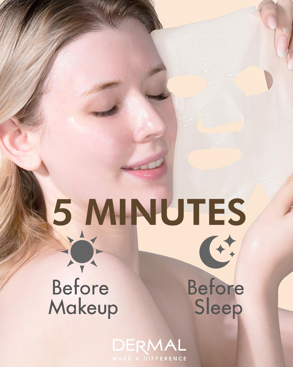 DERMAL Snail Collagen Essence Mask instructions visual guide for easy use