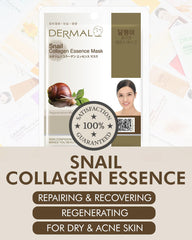 DERMAL Snail Collagen Essence Mask sheet closeup highlighting nourishing formula