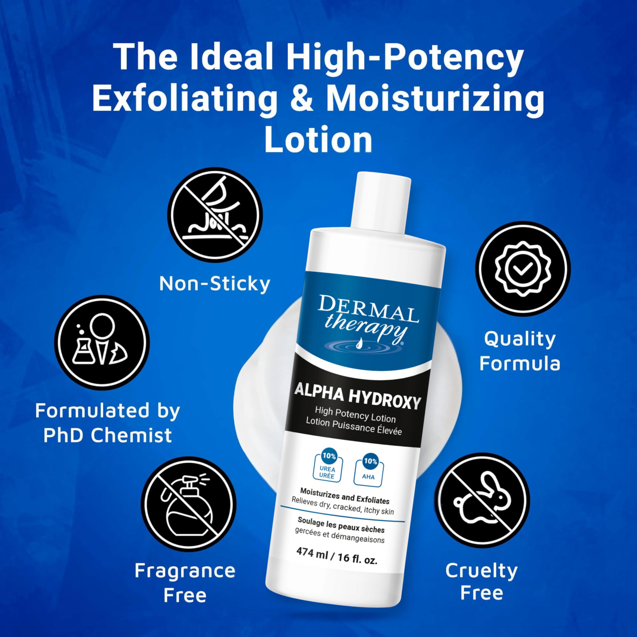 Dermal Therapy Alpha Hydroxy Lotion hands-application image shows easy use on skin