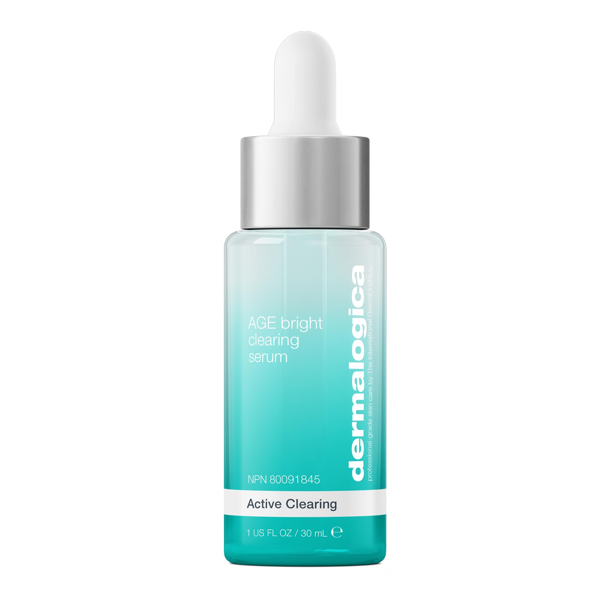 Dermalogica Age Bright Clearing Serum bottle closeup highlighting brightening potential