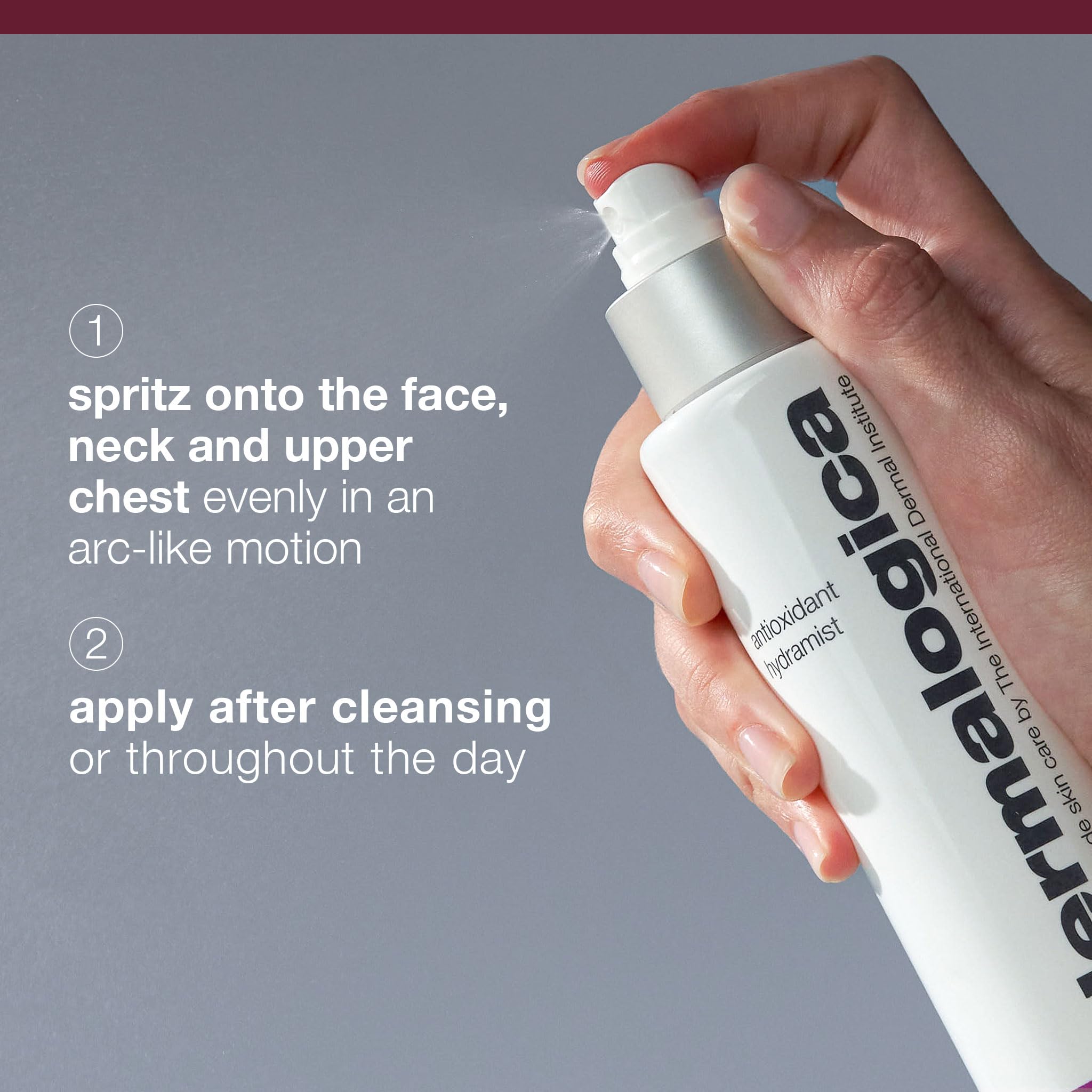 Dermalogica Antioxidant Hydramist Toner spray-application highlights even distribution and quick absorption
