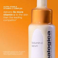 Dermalogica Biolumin-C Serum bottle top highlights premium application and antioxidant protection