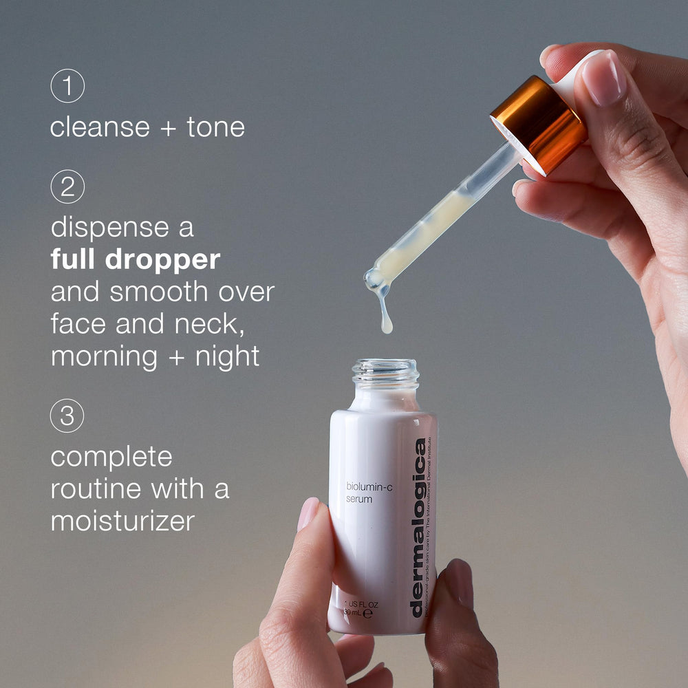 Dermalogica Biolumin-C Serum texture-swirl captures lightweight gel-cream feel