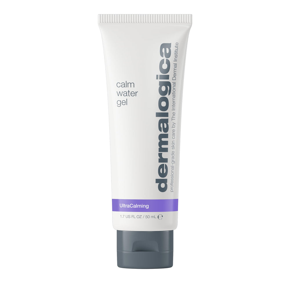 Dermalogica Calm Water Gel jar application showing lightweight hydration for sensitive skin