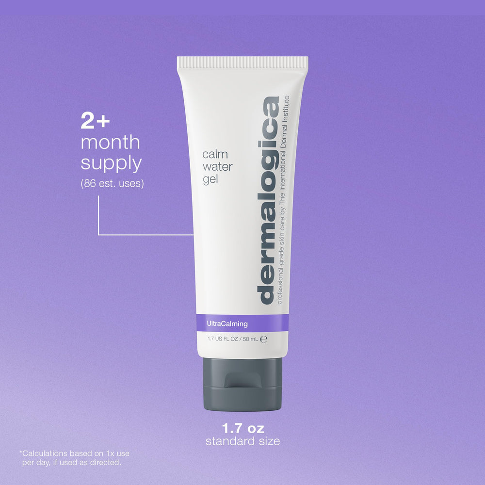 Dermalogica Calm Water Gel swatch showing weightless gel-to-fluid transformation